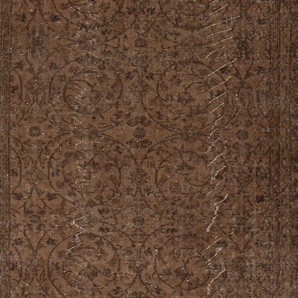 Vintage Handmade Turkish Wool Area Rug Overdyed in Brown for Contemporary Interiors Vintage Handmade Turkish Wool Area Rug Overdyed in Brown for Contemporary Interiors