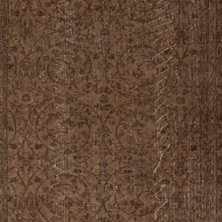 Vintage Handmade Turkish Wool Area Rug Overdyed in Brown for Contemporary Interiors
