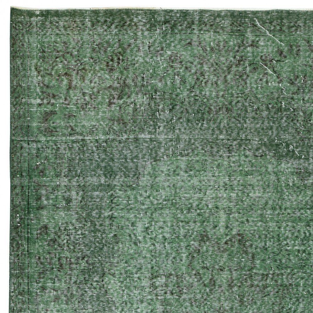 Modern Green Turkish Rug. Vintage Handmade Wool Area Rug Modern Green Turkish Rug. Vintage Handmade Wool Area Rug