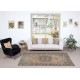 Vintage Handmade Turkish Wool Area Rug with Medallion Design for Living Room