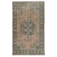Vintage Handmade Turkish Wool Area Rug with Medallion Design for Living Room