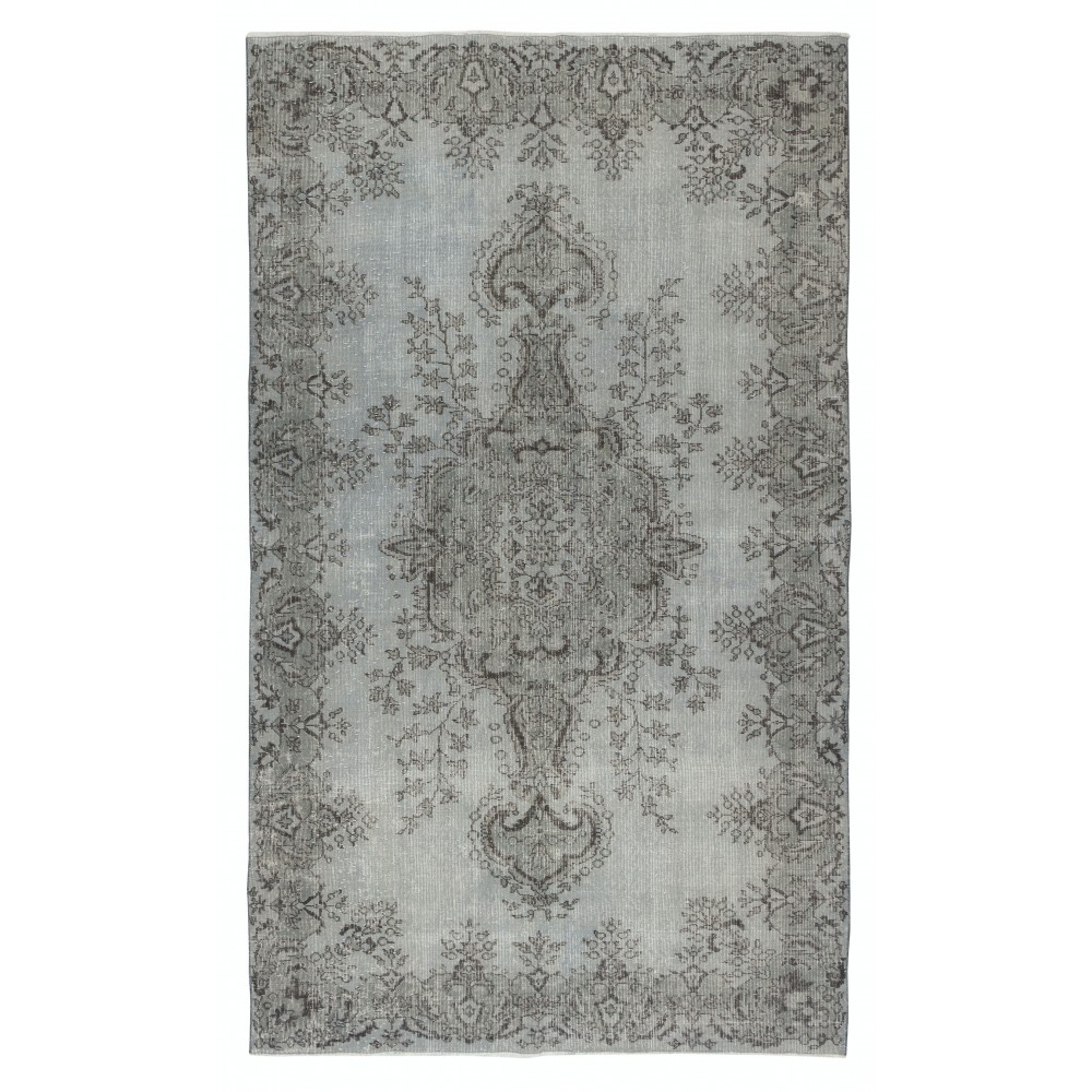 Gray Redyed Vintage Turkish Area Rug. Handmade and Hand-Knotted Wool Carpet for Modern Interiors Gray Redyed Vintage Turkish Area Rug. Handmade and Hand-Knotted Wool Carpet for Modern Interiors
