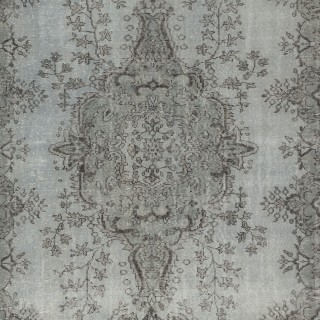 Gray Redyed Vintage Turkish Area Rug. Handmade and Hand-Knotted Wool Carpet for Modern Interiors