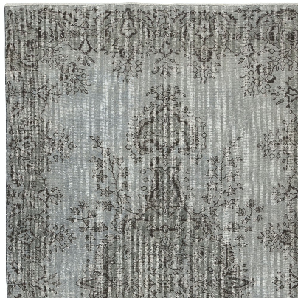 Gray Redyed Vintage Turkish Area Rug. Handmade and Hand-Knotted Wool Carpet for Modern Interiors Gray Redyed Vintage Turkish Area Rug. Handmade and Hand-Knotted Wool Carpet for Modern Interiors