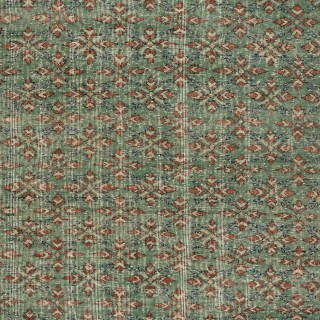 Vintage Floral Design Area Rug in Green Color, Hand-knotted in Turkey