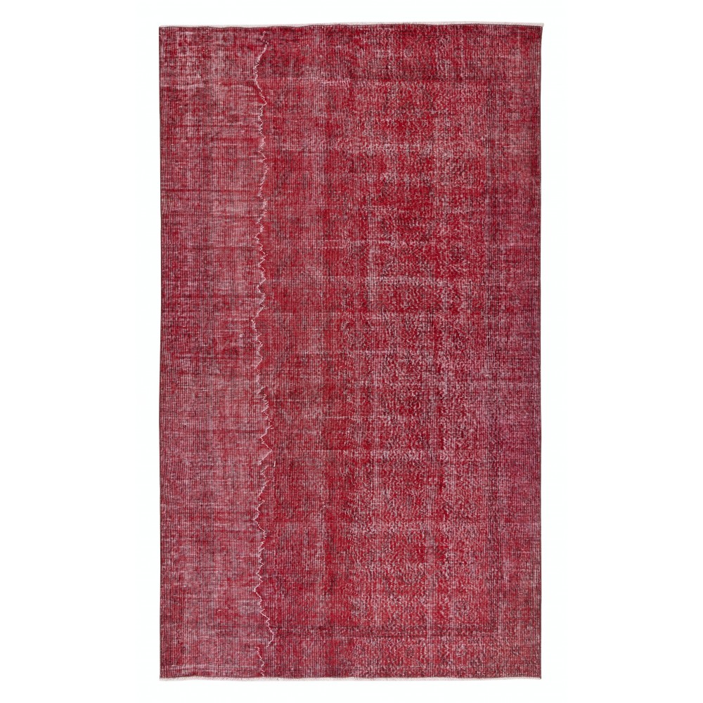 Red Overdyed Vintage Area Rug, Handwoven and Handknotted in Turkey for Modern Interiors Red Overdyed Vintage Area Rug, Handwoven and Handknotted in Turkey for Modern Interiors