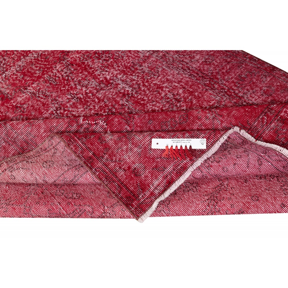 Red Overdyed Vintage Area Rug, Handwoven and Handknotted in Turkey for Modern Interiors Red Overdyed Vintage Area Rug, Handwoven and Handknotted in Turkey for Modern Interiors