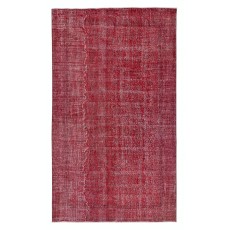 Red Overdyed Vintage Area Rug, Handwoven and Handknotted in Turkey for Modern Interiors