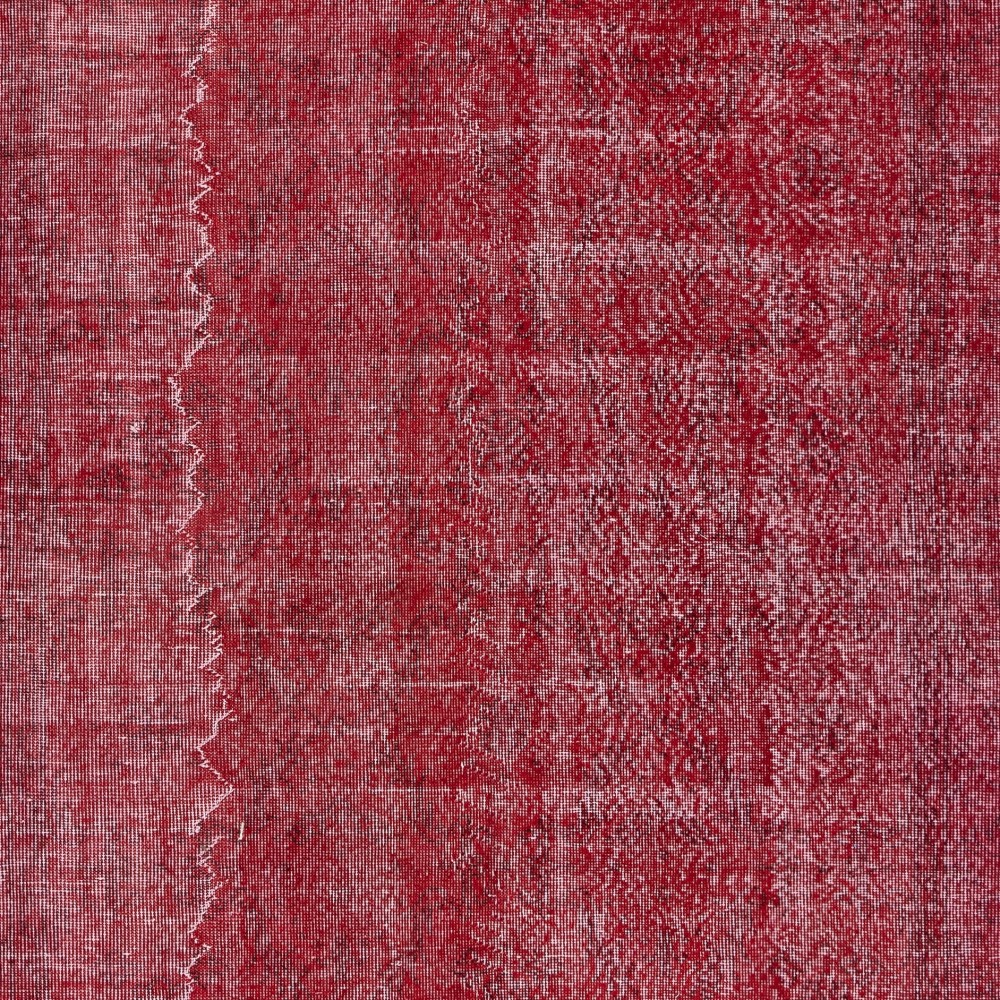 Red Overdyed Vintage Area Rug, Handwoven and Handknotted in Turkey for Modern Interiors Red Overdyed Vintage Area Rug, Handwoven and Handknotted in Turkey for Modern Interiors