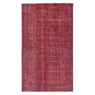 Red Overdyed Vintage Area Rug, Handwoven and Handknotted in Turkey for Modern Interiors