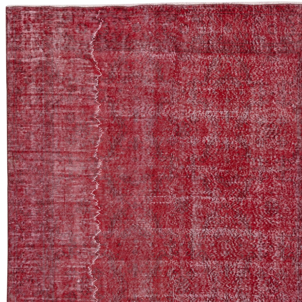 Red Overdyed Vintage Area Rug, Handwoven and Handknotted in Turkey for Modern Interiors Red Overdyed Vintage Area Rug, Handwoven and Handknotted in Turkey for Modern Interiors