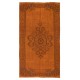 Handmade Turkish Wool Area Rug. Vintage Overdyed Orange Rug for Modern Home Handmade Turkish Wool Area Rug. Vintage Overdyed Orange Rug for Modern Home
