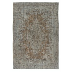 Gray Overdyed Vintage Turkish Wool Rug. Hand-Knotted Area Carpet for Modern Home