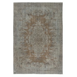 Gray Overdyed Vintage Turkish Wool Rug. Hand-Knotted Area Carpet for Modern Home