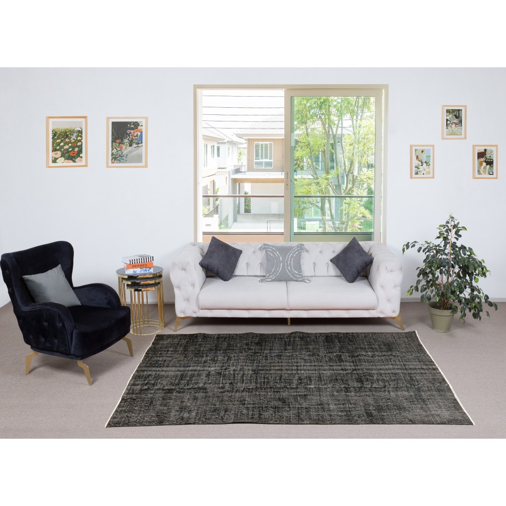 Black Handmade Turkish Area Rug for Living Room, Entrance, Bedroom, Dining Room & Kids Room Black Handmade Turkish Area Rug for Living Room, Entrance, Bedroom, Dining Room & Kids Room