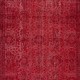 Red Handmade Turkish Area Rug. Vintage Floral Design Carpet
