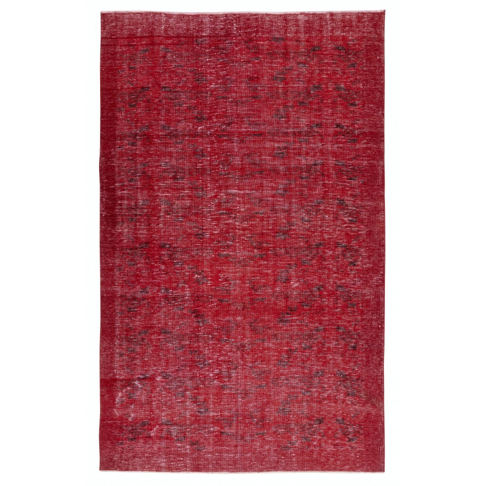 Red Overdyed Wool Rug. Vintage Turkish Handmade Area Rug for Bedroom Red Overdyed Wool Rug. Vintage Turkish Handmade Area Rug for Bedroom