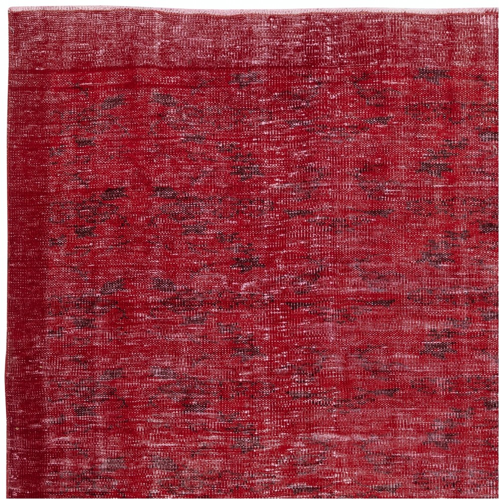 Red Overdyed Wool Rug. Vintage Turkish Handmade Area Rug for Bedroom Red Overdyed Wool Rug. Vintage Turkish Handmade Area Rug for Bedroom