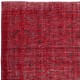 Red Overdyed Wool Rug. Vintage Turkish Handmade Area Rug for Bedroom Red Overdyed Wool Rug. Vintage Turkish Handmade Area Rug for Bedroom