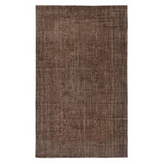 Brown Overdyed Vintage Turkish Area Rug. Hand-Knotted Wool Carpet for Modern Interiors