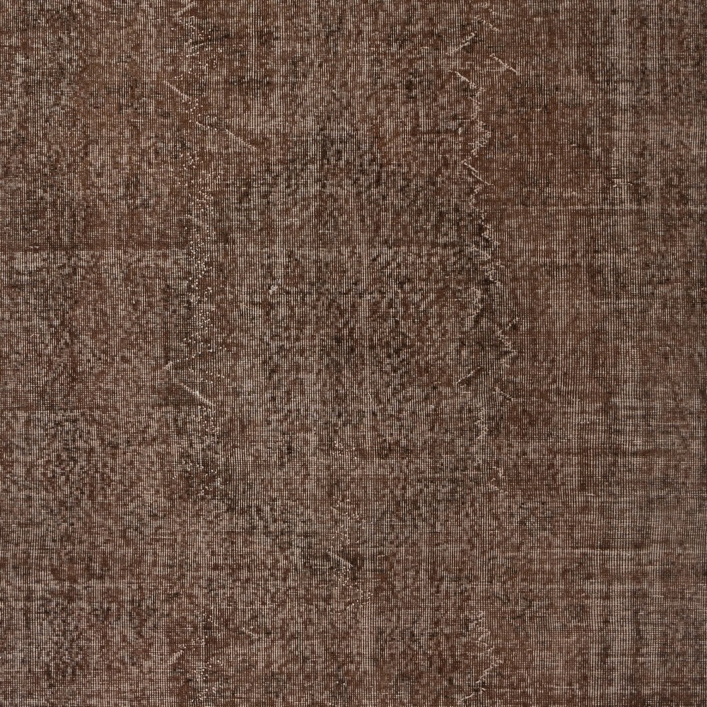 Brown Overdyed Vintage Turkish Area Rug. Hand-Knotted Wool Carpet for Modern Interiors