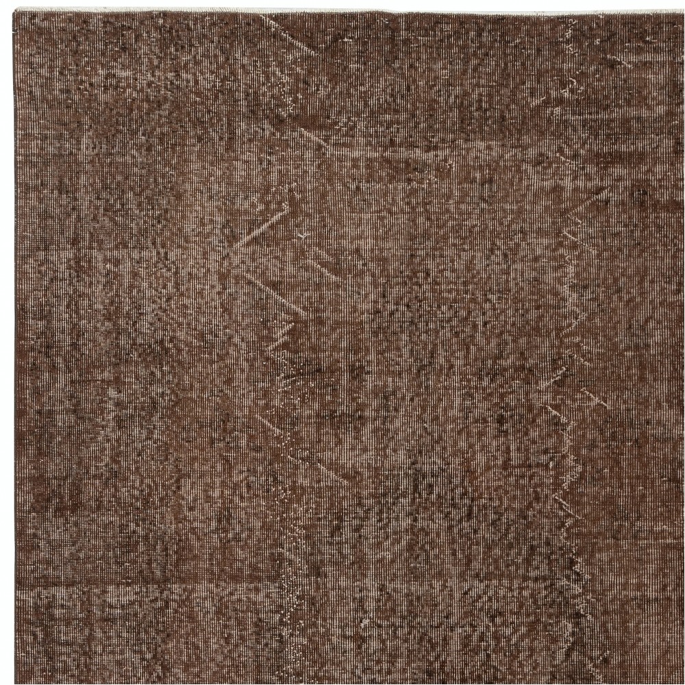 Brown Overdyed Vintage Turkish Area Rug. Hand-Knotted Wool Carpet for Modern Interiors