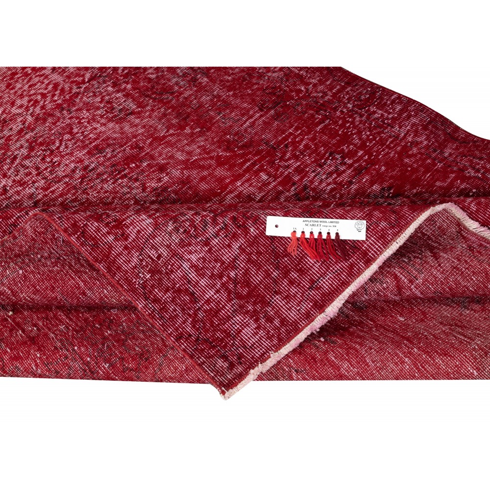 Modern Turkish Wool Rug. Vintage Red Overdyed Handmade Area Rug
