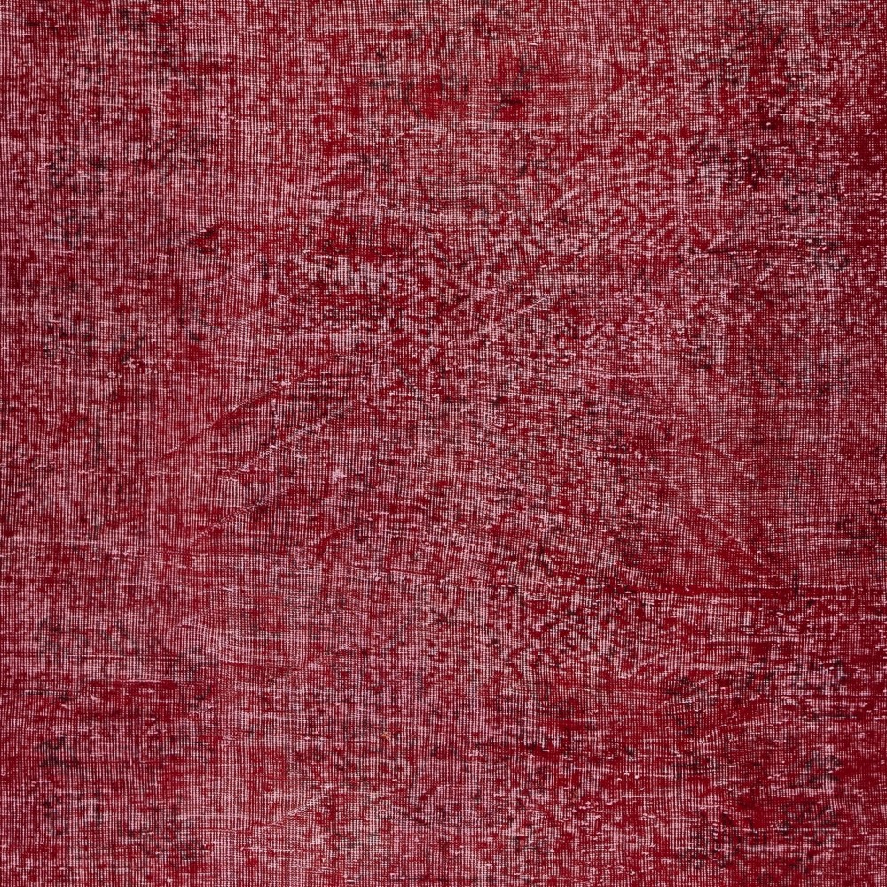 Modern Turkish Wool Rug. Vintage Red Overdyed Handmade Area Rug