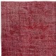 Modern Turkish Wool Rug. Vintage Red Overdyed Handmade Area Rug