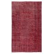 Modern Turkish Wool Rug. Vintage Red Overdyed Handmade Area Rug