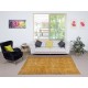 Hand-knotted Vintage Turkish Wool Area Rug Overdyed in Yellow for Modern Interiors