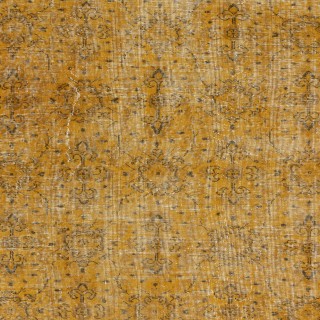 Hand-knotted Vintage Turkish Wool Area Rug Overdyed in Yellow for Modern Interiors