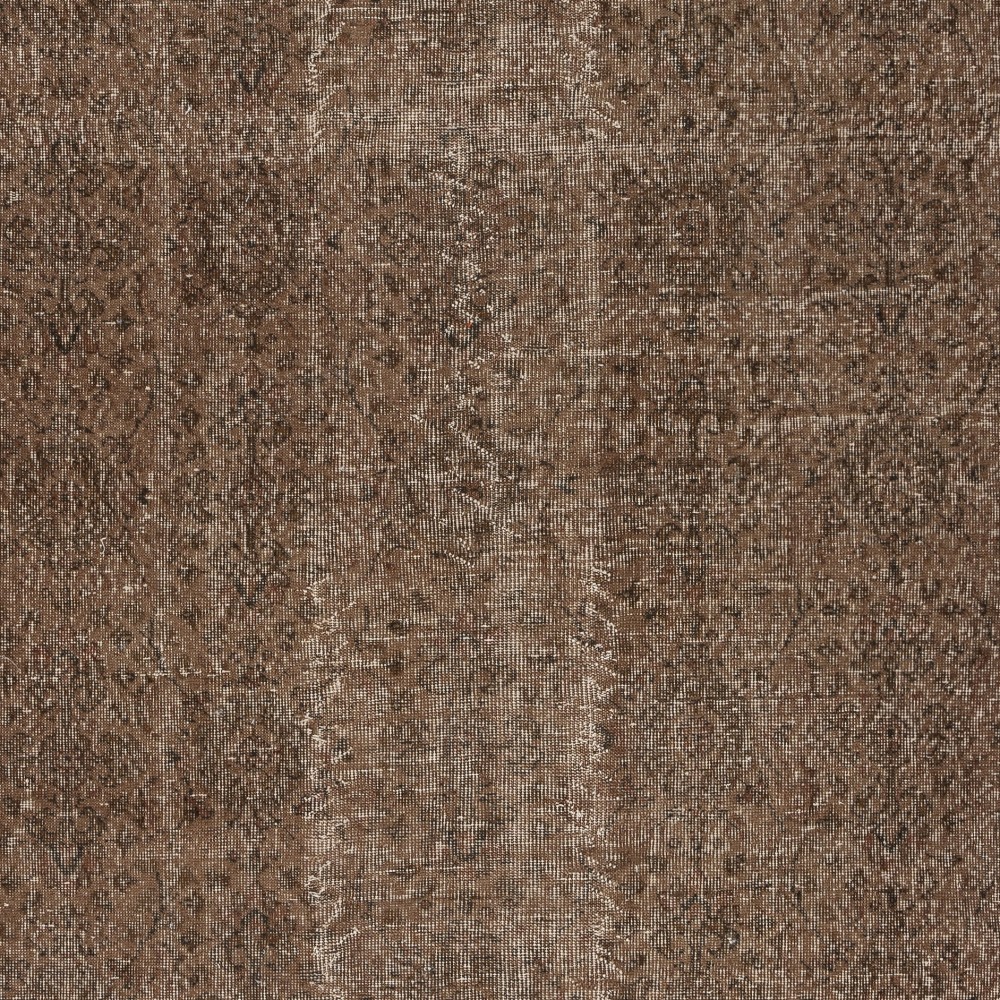 Contemporary Handmade Turkish Wool Area Rug. Vintage Brown Redyed Carpet for Living Room