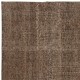 Contemporary Handmade Turkish Wool Area Rug. Vintage Brown Redyed Carpet for Living Room