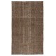 Contemporary Handmade Turkish Wool Area Rug. Vintage Brown Redyed Carpet for Living Room