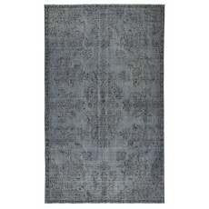 Vintage Wool Area Rug Overdyed in Gray for Modern Interiors. Handmade in Turkey