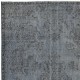 Vintage Wool Area Rug Overdyed in Gray for Modern Interiors. Handmade in Turkey