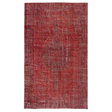 Red Overdyed Vintage Area Rug for Contemporary Interiors, Handwoven and Handknotted in Turkey