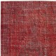 Red Overdyed Vintage Area Rug for Contemporary Interiors, Handwoven and Handknotted in Turkey Red Overdyed Vintage Area Rug for Contemporary Interiors, Handwoven and Handknotted in Turkey