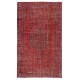 Red Overdyed Vintage Area Rug for Contemporary Interiors, Handwoven and Handknotted in Turkey Red Overdyed Vintage Area Rug for Contemporary Interiors, Handwoven and Handknotted in Turkey
