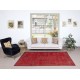 Vintage Handmade Turkish Wool Area Rug Redyed in Red for Modern Interiors Vintage Handmade Turkish Wool Area Rug Redyed in Red for Modern Interiors