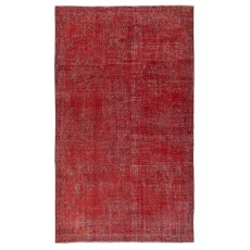 Vintage Handmade Turkish Wool Area Rug Redyed in Red for Modern Interiors
