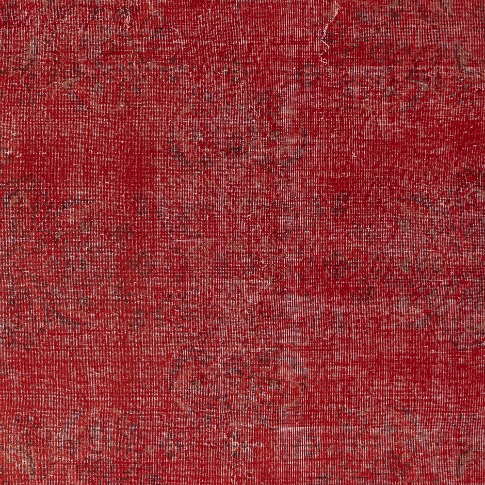 Vintage Handmade Turkish Wool Area Rug Redyed in Red for Modern Interiors Vintage Handmade Turkish Wool Area Rug Redyed in Red for Modern Interiors