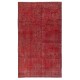 Vintage Handmade Turkish Wool Area Rug Redyed in Red for Modern Interiors Vintage Handmade Turkish Wool Area Rug Redyed in Red for Modern Interiors