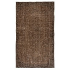 Contemporary Handmade Turkish Wool Area Rug. Vintage Brown Redyed Carpet for Living Room