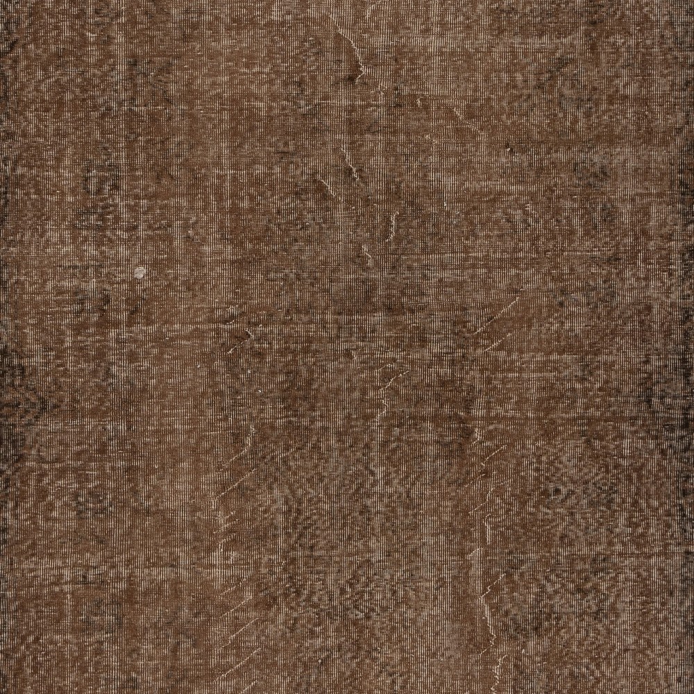 Contemporary Handmade Turkish Wool Area Rug. Vintage Brown Redyed Carpet for Living Room
