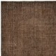 Contemporary Handmade Turkish Wool Area Rug. Vintage Brown Redyed Carpet for Living Room