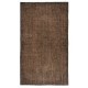 Contemporary Handmade Turkish Wool Area Rug. Vintage Brown Redyed Carpet for Living Room