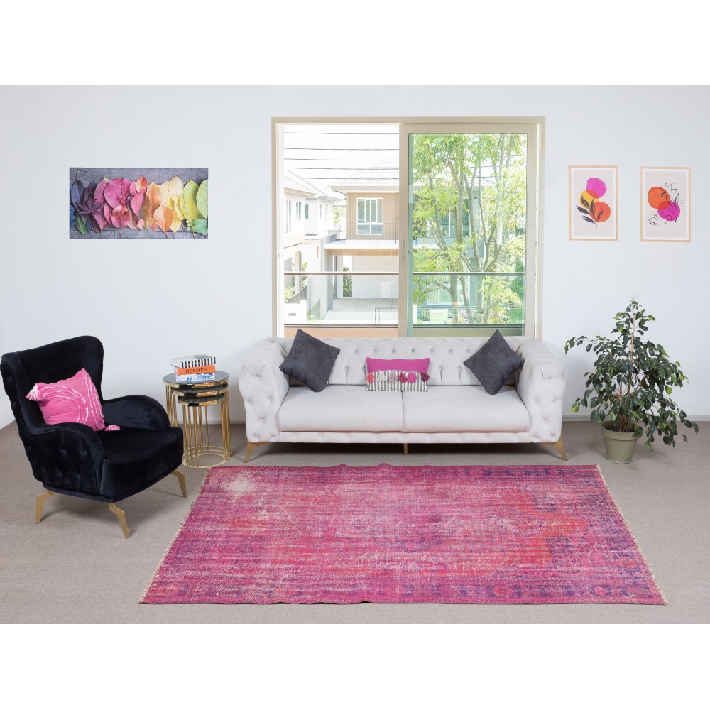 Distressed Pink Turkish Rug for Modern Interiors. Vintage Handmade Wool Area Rug Distressed Pink Turkish Rug for Modern Interiors. Vintage Handmade Wool Area Rug