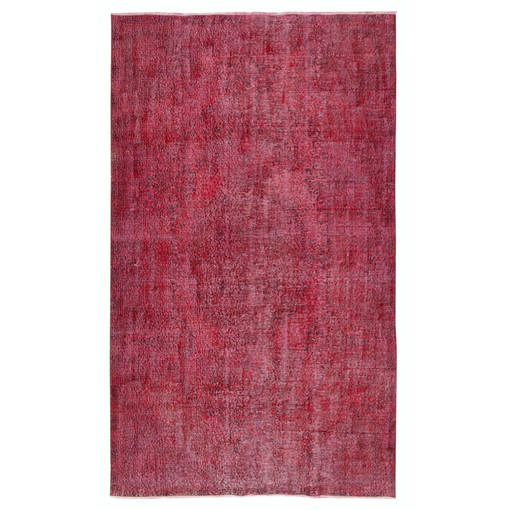 Red Overdyed Handmade Wool Rug. Vintage Turkish Area Rug for Living Room Red Overdyed Handmade Wool Rug. Vintage Turkish Area Rug for Living Room